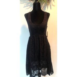 Free People- NWT Women's Black Lace Mini Dress- 0